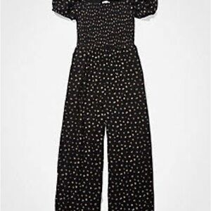 American Eagle Smocked Puff Sleeve Jumpsuit